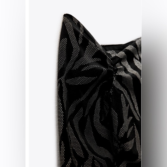 ZARA BLACK & SILVER ONE SHOULDER VELVET MINI DRESS SMALL NWT - Picture 9 of 14